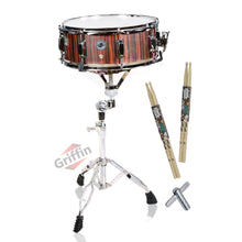 Load image into Gallery viewer, Snare Drum Set by GRIFFIN - Snare Stand, 2 Pairs of Maple Drum Sticks & Drum Key Wood Shell