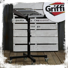 Load image into Gallery viewer, Studio Mixer Stand DJ Cart by GRIFFIN - Rolling Standing Rack On Casters with Adjustable Height