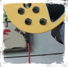 Load image into Gallery viewer, Guitar Cable Right Angled to 1/4 Straight-End Instrument Cord Tweed Cloth Jacket by FAT TOAD