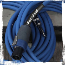 Load image into Gallery viewer, Speakon to 1/4" Male Cables (2 Pack) by FAT TOAD - 25 ft Professional Pro Audio Blue DJ Speaker PA