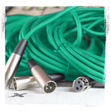 Load image into Gallery viewer, XLR Microphone Cables (2 Pack) by FAT TOAD - 50ft Pro Audio Green Mic Cord Patch Extension Wire