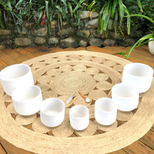 Load image into Gallery viewer, Set of 7 White Sound Therapy Bowls in Beige Carry-On Cases