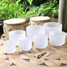 Load image into Gallery viewer, Set of 7 White Sound Therapy Bowls in Beige Carry-On Cases