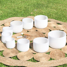 Load image into Gallery viewer, Set of 9 White Sound Therapy Bowls in Beige Carry-On Cases