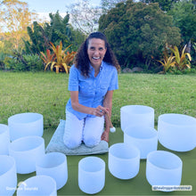 Load image into Gallery viewer, Set of 9 White Sound Therapy Bowls in Beige Carry-On Cases
