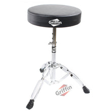 Load image into Gallery viewer, Drum Throne Stand by GRIFFIN - Padded Drummer’s Seat - Comfortable Drum Set Percussion Chair