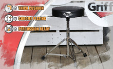 Load image into Gallery viewer, Drum Throne Stand by GRIFFIN - Padded Drummer’s Seat - Comfortable Drum Set Percussion Chair