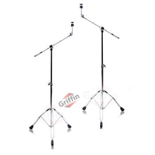 Load image into Gallery viewer, Cymbal Stand With Boom Arm by GRIFFIN (Pack of 2) - Drum Percussion Gear Hardware Set Double Braced