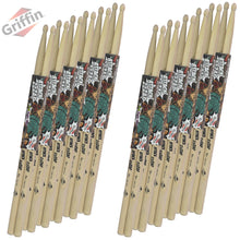 Load image into Gallery viewer, 12 Pairs of Select Elite Maple Wood Drum Sticks by GRIFFIN Attack Zzzap - Size 5A Premium Balanced