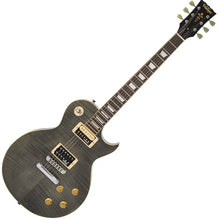 Load image into Gallery viewer, Vintage V100 ReIssued Electric Guitar Flamed Thru Black V100TBK
