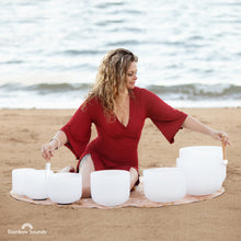 Load image into Gallery viewer, Set of 7 White Sound Therapy Bowls in Beige Carry-On Cases