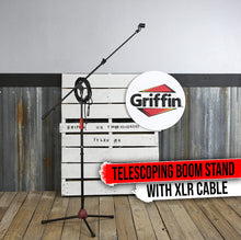 Load image into Gallery viewer, Microphone Stand with Telescoping Boom, XLR Cable and Mic Clip Package by GRIFFIN - Premium Tripod