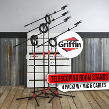 Load image into Gallery viewer, Microphone Stand with Boom Arm, Handheld Mics, 20 Ft XLR Cable (Pack of 4) by GRIFFIN