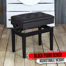 Load image into Gallery viewer, GRIFFIN Premium Antique Piano Bench - Adjustable Black Solid Wood Frame & PU Leather Padded Cushion