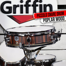 Load image into Gallery viewer, Piccolo Snare Drum 13" x 3.5" by GRIFFIN - 100% Poplar Wood Shell Black Hickory Finish & Drum Head