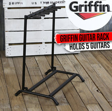 Load image into Gallery viewer, Five Guitar Rack Stand by GRIFFIN - Holder for 5 Guitars & Folds Up For Transport Neoprene Padding