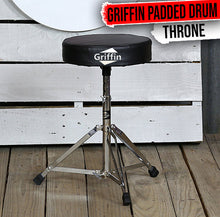 Load image into Gallery viewer, Drum Throne Stand by GRIFFIN - Padded Drummer’s Seat - Comfortable Drum Set Percussion Chair