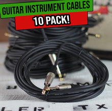 Load image into Gallery viewer, Guitar Cables (10 Pack) Instrument Cord by FAT TOAD - 24 AWG Patch Conductor for Electric Guitar