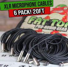 Load image into Gallery viewer, XLR Microphone Cables (6 Pack) by FAT TOAD - 20ft Pro Audio Mic Cord Patch Extension & Lo-Z