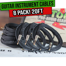 Load image into Gallery viewer, Guitar Cables (8 Pack) Instrument Cord by FAT TOAD - 24GA Patch Conductor for Electric or Acoustic