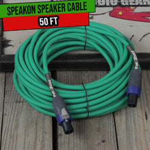 Load image into Gallery viewer, Speakon to Speakon Cable by FAT TOAD - 50ft Professional 12GA Pro Audio Green Speaker PA Cord