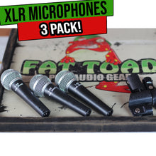 Load image into Gallery viewer, Vocal Handheld Microphones & Clips (3 Pack) by FAT TOAD - Cardioid Dynamic, Wired Instrument Mic