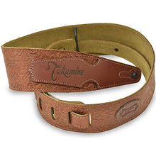 Load image into Gallery viewer, Levy Takamine logo Leather Guitar Strap TK-S317F-BRN