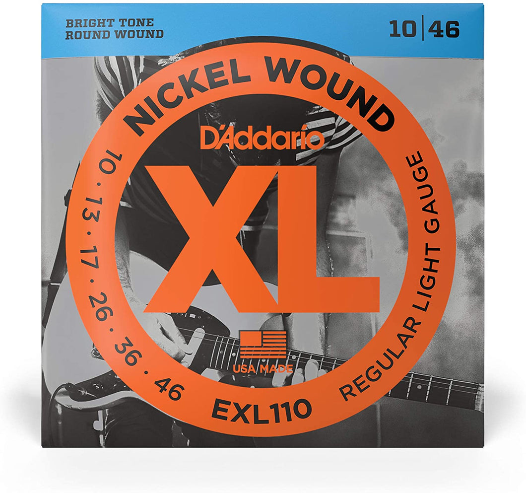 D'Addario Electric Guitar Strings Regular Light Gauge Round Wound with Nickel-Plated Steel EXL110