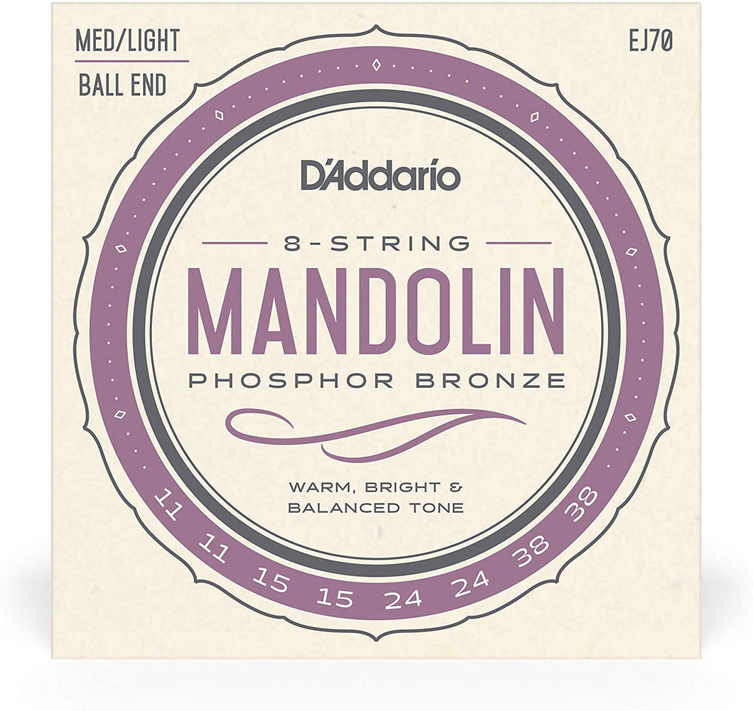 D'Addario EJ70 Phosphor Bronze Mandolin Strings, Ball End, Medium/Light, 11-38