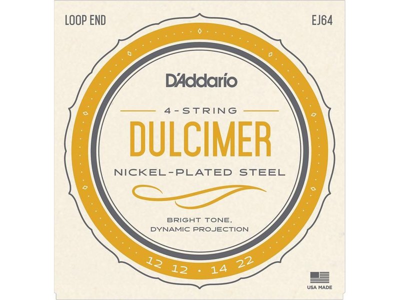 D'Addario 4 String Dulcimer Nickel Plated Steel Strings EJ64