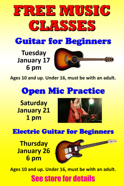 Free Music Classes at Eureka Music in January 2023