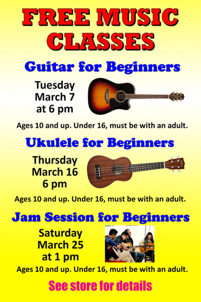 Free Music Classes in March at Eureka Music