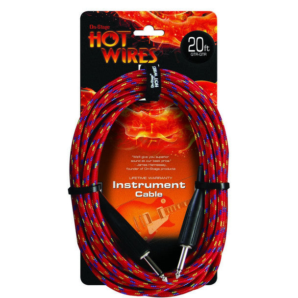 On-Stage Hot Wires Tweed Covered 20' Instrument Cable IC-20BR