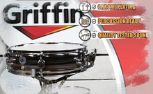 Load image into Gallery viewer, Piccolo Snare Drum 13&quot; x 3.5&quot; by GRIFFIN - 100% Poplar Shell Zebra Wood Finish &amp; Coated Drum Head
