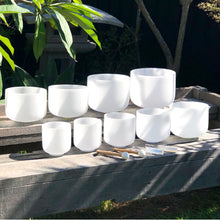 Load image into Gallery viewer, Set of 9 White Sound Therapy Bowls in Beige Carry-On Cases
