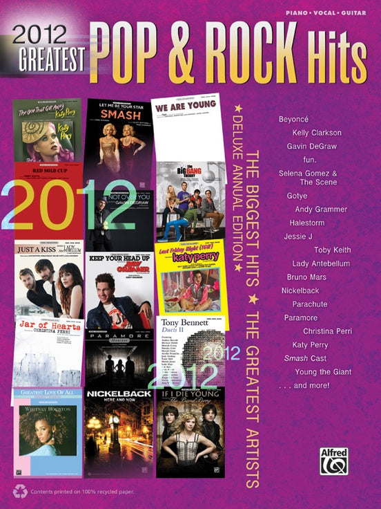 2012 Greatest Pop & Movie Hits Piano Vocal Guitar