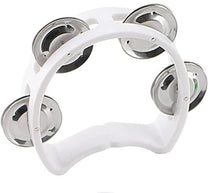 Load image into Gallery viewer, Plastic Percussion Tambourine, 4 Inch Half Moon Musical Tambourines with 4 Bells, Mini Handheld Tambourine

