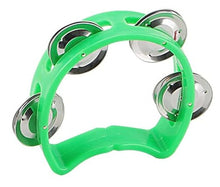 Load image into Gallery viewer, Plastic Percussion Tambourine, 4 Inch Half Moon Musical Tambourines with 4 Bells, Mini Handheld Tambourine
