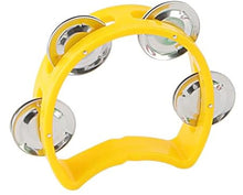 Load image into Gallery viewer, Plastic Percussion Tambourine, 4 Inch Half Moon Musical Tambourines with 4 Bells, Mini Handheld Tambourine
