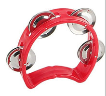 Load image into Gallery viewer, Plastic Percussion Tambourine, 4 Inch Half Moon Musical Tambourines with 4 Bells, Mini Handheld Tambourine
