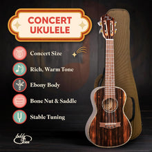 Load image into Gallery viewer, Eddie Finn EFC-EX-EB Expression Series Concert Ukulele with Gig Bag, Ebony Wood
