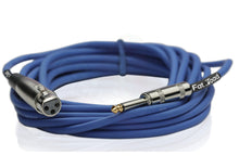 Load image into Gallery viewer, XLR Female to 1/4&quot; Male Jack Microphone Cables (4 Pack) by FAT TOAD - 20ft Pro Audio Blue Mic Cord
