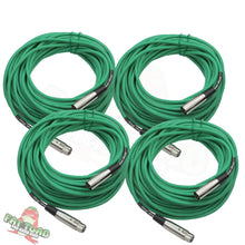 Load image into Gallery viewer, XLR Microphone Cables (4 Pack) by FAT TOAD - 50ft Professional Pro Audio Green Mic Cord Extension
