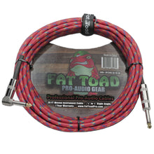 Load image into Gallery viewer, Guitar Cable Right Angled to 1/4 Straight-End Instrument Cord Tweed Cloth Jacket by FAT TOAD
