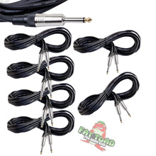 Load image into Gallery viewer, Guitar Cords (6 Pack) Instrument Cable by FAT TOAD - 20FT Wires 1/4 Inch Gold Straight-End
