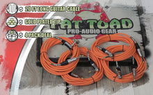 Load image into Gallery viewer, Guitar Cords (4 Pack) Right Angle Instrument Cable by FAT TOAD - 20FT 1/4 Inch Straight-End Wires
