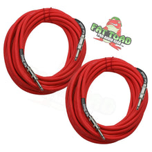 Load image into Gallery viewer, 1/4&quot; to 1/4 Male Jack Speaker Cables (2 Pack) by FAT TOAD - 25ft Professional Pro Audio Red DJ
