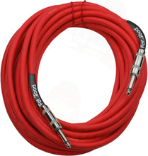 Load image into Gallery viewer, 1/4&quot; to 1/4 Male Jack Speaker Cables (2 Pack) by FAT TOAD - 25ft Professional Pro Audio Red DJ
