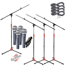 Load image into Gallery viewer, Microphone Stand with Boom Arm, Handheld Mics, 20 Ft XLR Cable (Pack of 4) by GRIFFIN
