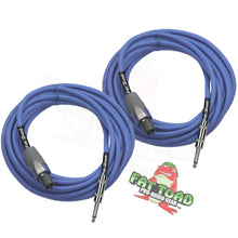 Load image into Gallery viewer, Speakon to 1/4&quot; Male Cables (2 Pack) by FAT TOAD - 25 ft Professional Pro Audio Blue DJ Speaker PA
